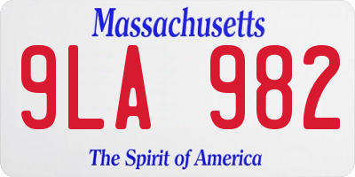 MA license plate 9LA982