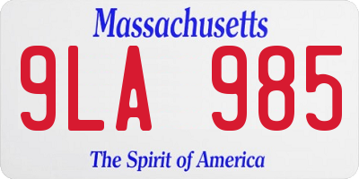 MA license plate 9LA985