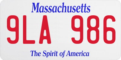 MA license plate 9LA986
