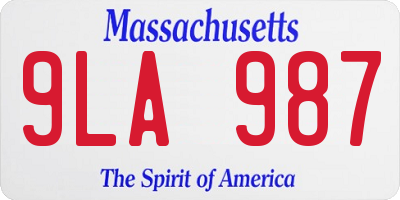 MA license plate 9LA987