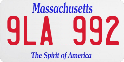 MA license plate 9LA992