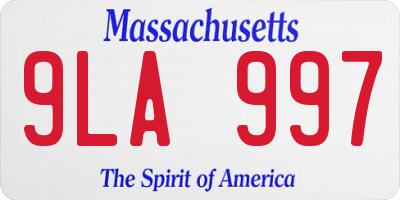 MA license plate 9LA997