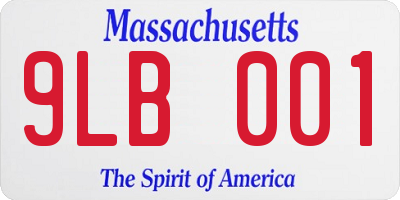 MA license plate 9LB001