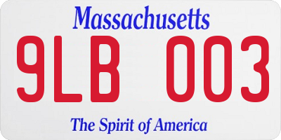 MA license plate 9LB003