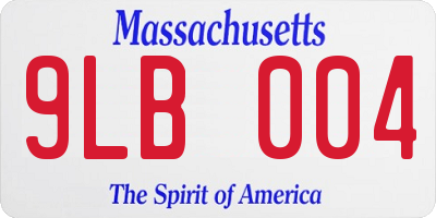 MA license plate 9LB004
