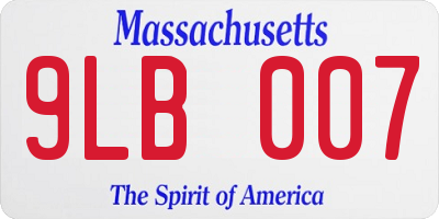 MA license plate 9LB007
