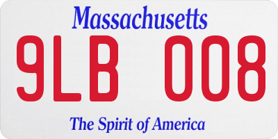 MA license plate 9LB008
