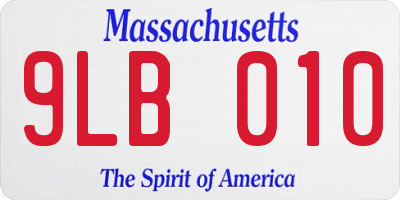 MA license plate 9LB010