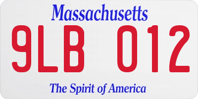 MA license plate 9LB012