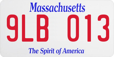 MA license plate 9LB013