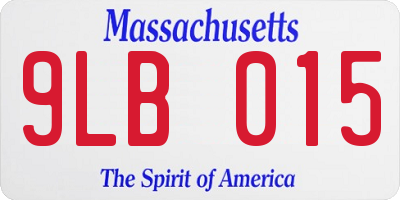 MA license plate 9LB015