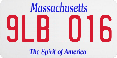 MA license plate 9LB016
