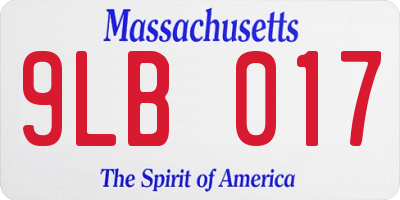 MA license plate 9LB017