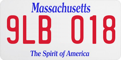 MA license plate 9LB018