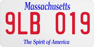 MA license plate 9LB019