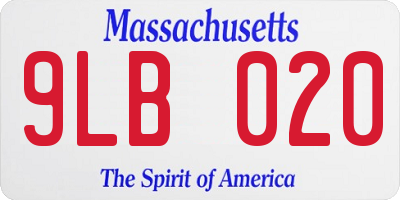 MA license plate 9LB020