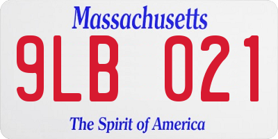 MA license plate 9LB021