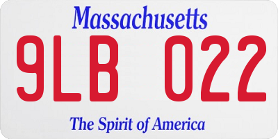 MA license plate 9LB022
