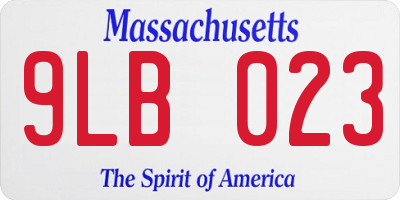 MA license plate 9LB023