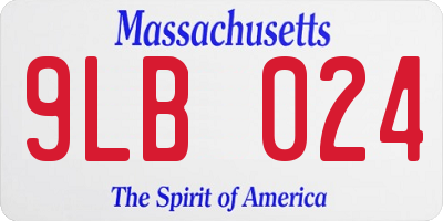 MA license plate 9LB024
