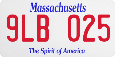 MA license plate 9LB025