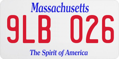 MA license plate 9LB026