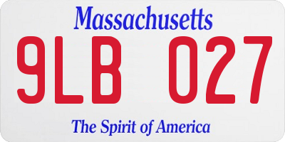 MA license plate 9LB027