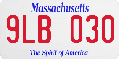 MA license plate 9LB030
