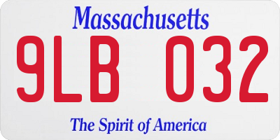MA license plate 9LB032