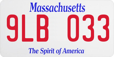 MA license plate 9LB033
