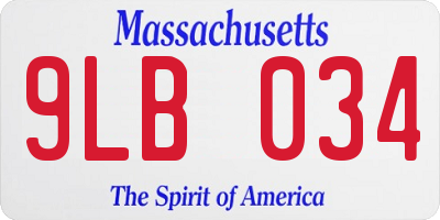 MA license plate 9LB034
