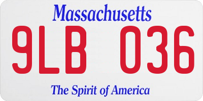 MA license plate 9LB036
