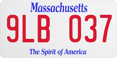 MA license plate 9LB037
