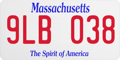 MA license plate 9LB038