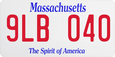 MA license plate 9LB040
