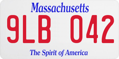 MA license plate 9LB042