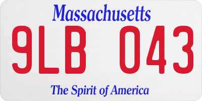 MA license plate 9LB043