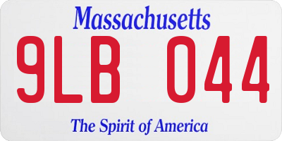 MA license plate 9LB044