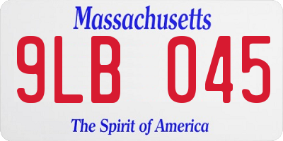 MA license plate 9LB045