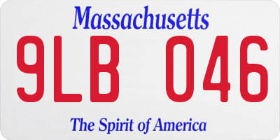 MA license plate 9LB046
