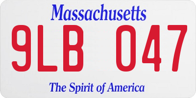 MA license plate 9LB047