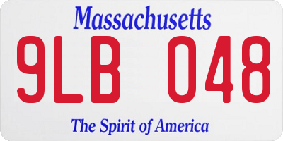 MA license plate 9LB048