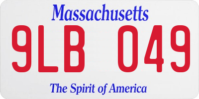 MA license plate 9LB049