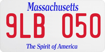 MA license plate 9LB050