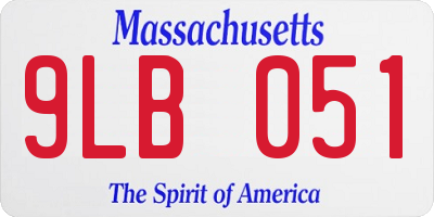 MA license plate 9LB051