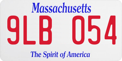 MA license plate 9LB054