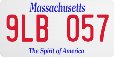 MA license plate 9LB057
