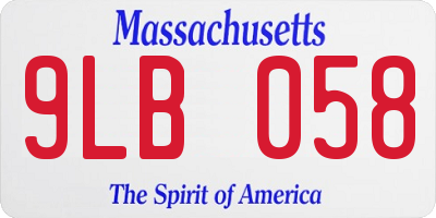 MA license plate 9LB058