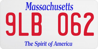 MA license plate 9LB062
