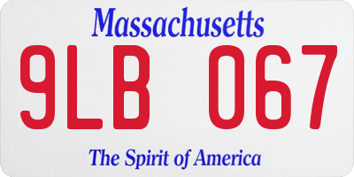 MA license plate 9LB067